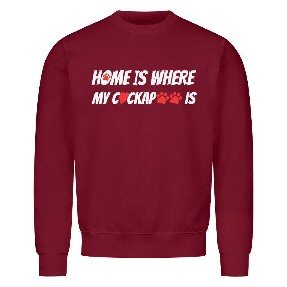 Premium Sweatshirt "Cockapoo - Home is..." Burgunder – hunde-shirt.de