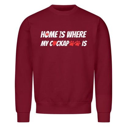 Premium Sweatshirt "Cockapoo - Home is..." Burgunder – hunde-shirt.de
