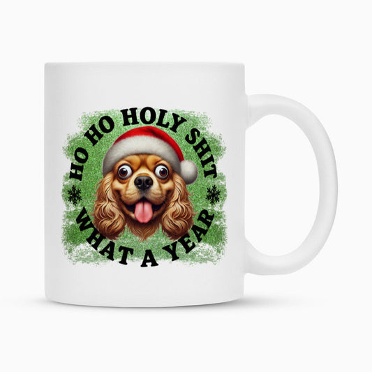Tasse "Cocker Spaniel - HO HO..." Weiß – hunde-shirt.de