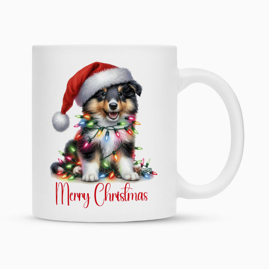 Tasse "Collie - Funny Christmas Puppy" Weiß – hunde-shirt.de