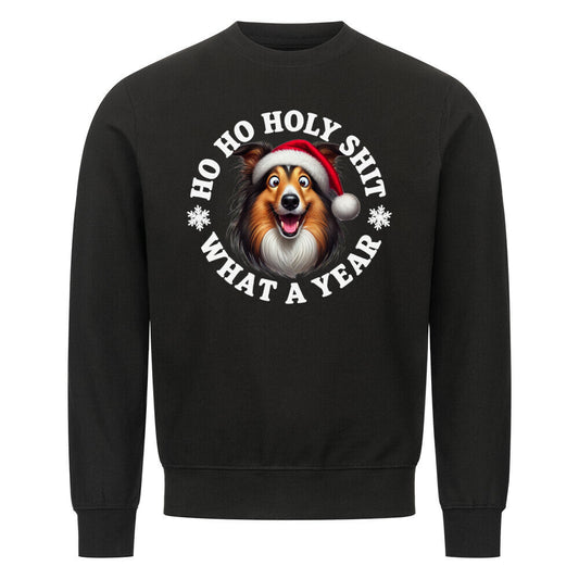 Premium Sweatshirt "Collie - HO HO..." Schwarz – hunde-shirt.de