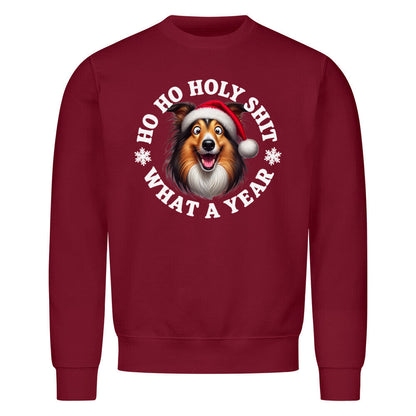 Premium Sweatshirt "Collie - HO HO..." Burgunder – hunde-shirt.de