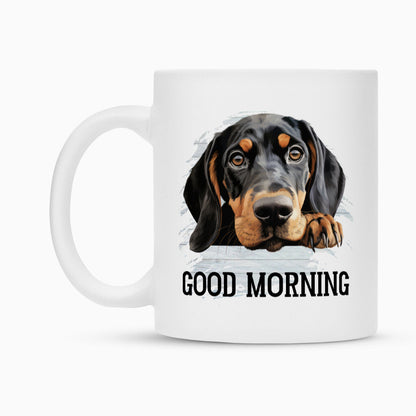 Tasse "Coonhound ( b + t ) - Good Morning" – hunde-shirt.de