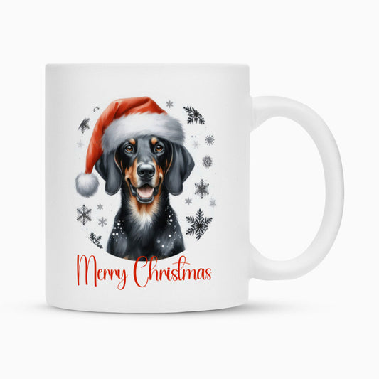 Tasse "Coonhound ( b + t ) - Merry Christmas" Weiß – hunde-shirt.de