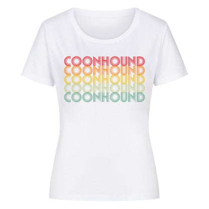 Premium Organic Damen-Shirt "Coonhound - Retro" Weiß – hunde-shirt.de