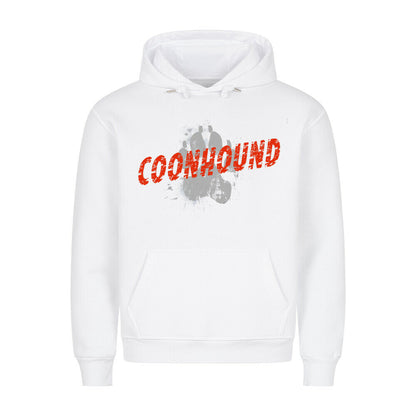 Premium Hoodie "Coonhound - PAW" Weiß – hunde-shirt.de