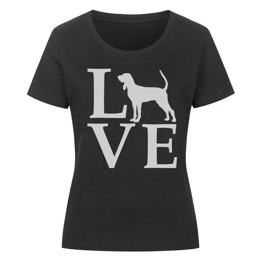 Premium Organic Damen-Shirt "Coonhound - LOVE" Schwarz – hunde-shirt.de