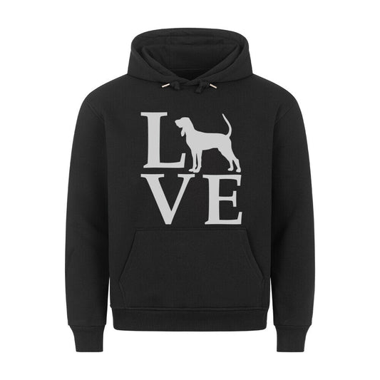 Premium Hoodie "Coonhound - LOVE" Schwarz – hunde-shirt.de