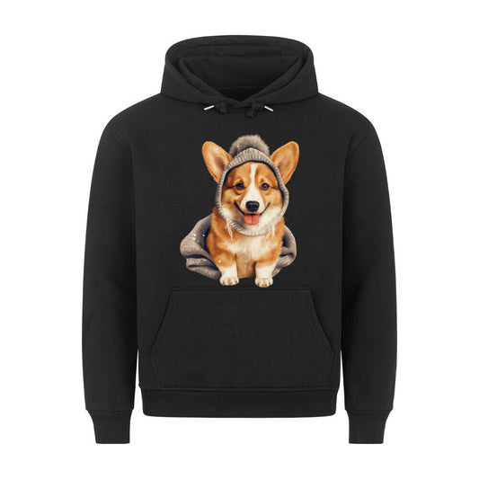 Premium Hoodie "Pembroke Welsh Corgi - Winter" Schwarz – hunde-shirt.de