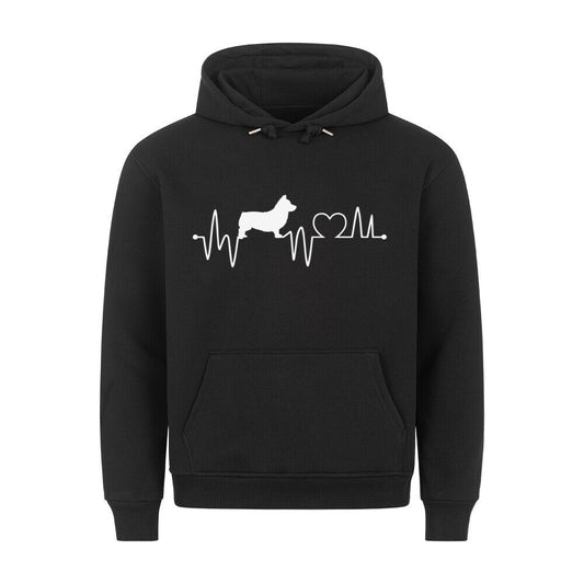 Premium Hoodie "Pembroke Welsh Corgi - Heartbeat" Schwarz – hunde-shirt.de