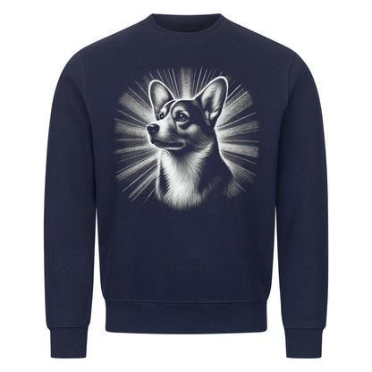 Premium Sweatshirt "Corgi Cardigan - Shine" Navy Blue – hunde-shirt.de