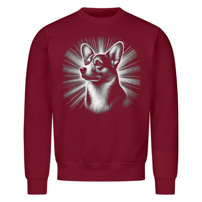 Premium Sweatshirt "Corgi Cardigan - Shine" Burgunder – hunde-shirt.de