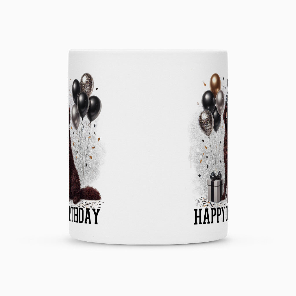 Tasse "Curly Coated ( braun ) - Happy Birthday" – hunde-shirt.de