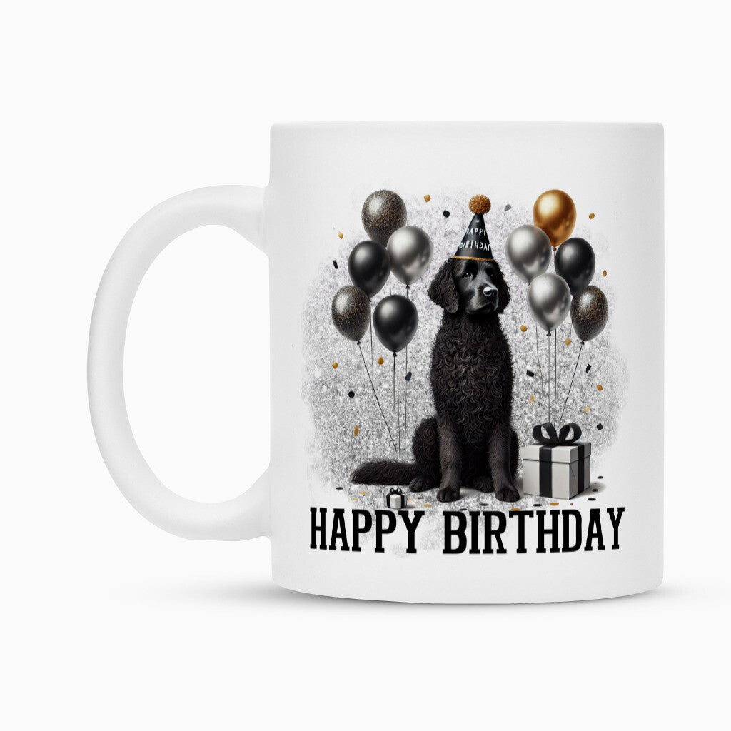 Tasse "Curly Coated ( schwarz ) - Happy Birthday" – hunde-shirt.de
