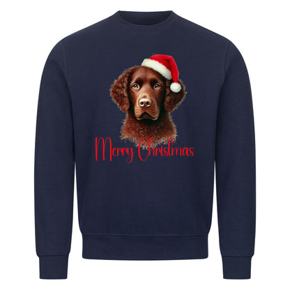 Premium Sweatshirt "Curly Coated - Merry Christmas" Navy Blue – hunde-shirt.de