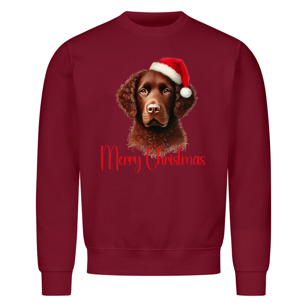 Premium Sweatshirt "Curly Coated - Merry Christmas" Burgunder – hunde-shirt.de