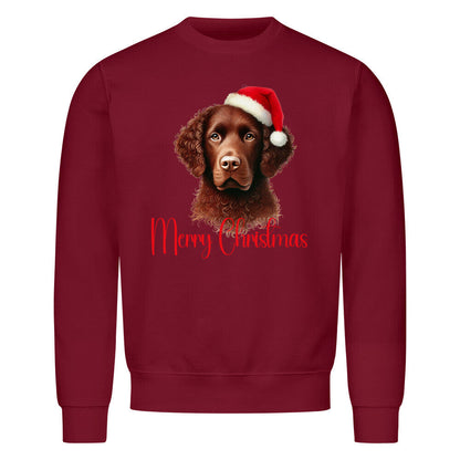 Premium Sweatshirt "Curly Coated - Merry Christmas" Burgunder – hunde-shirt.de