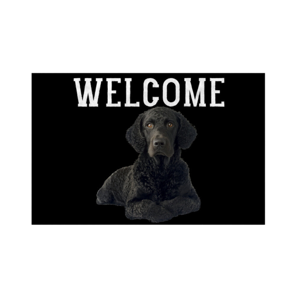 Fußmatte "Curly Coated Retriever - WELCOME" Weiß – hunde-shirt.de