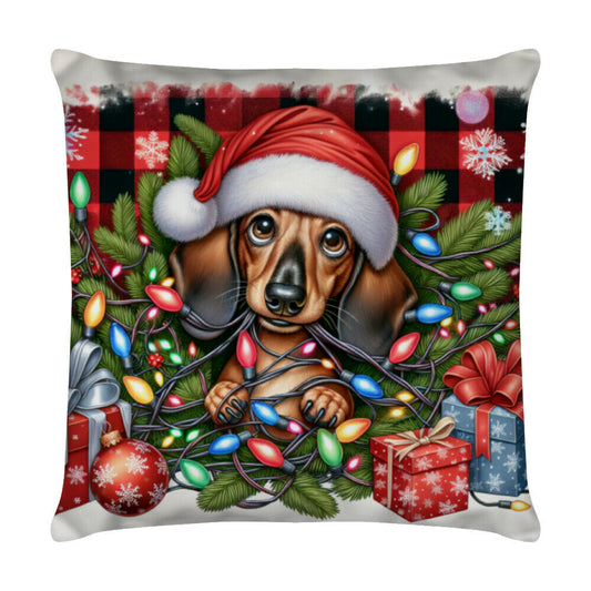 Kissen "Dackel - Funny Christmas" Weiß – hunde-shirt.de