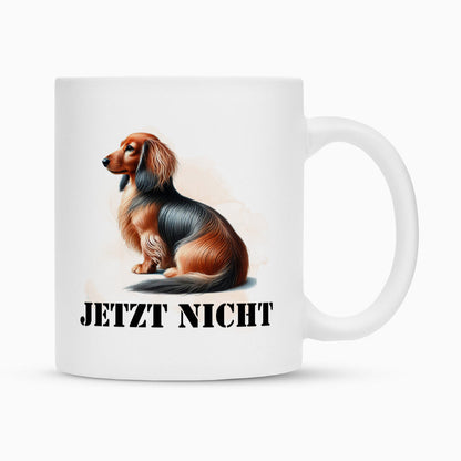 Tasse "Dackel ( Langhaar ) - JETZT NICHT" Weiß – hunde-shirt.de