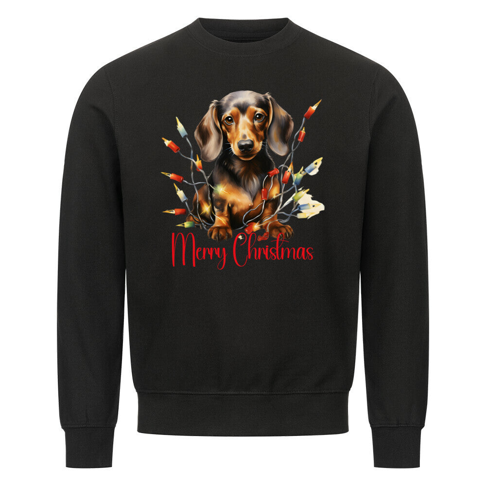 Premium Sweatshirt "Dackel - Merry Christmas" Schwarz – hunde-shirt.de