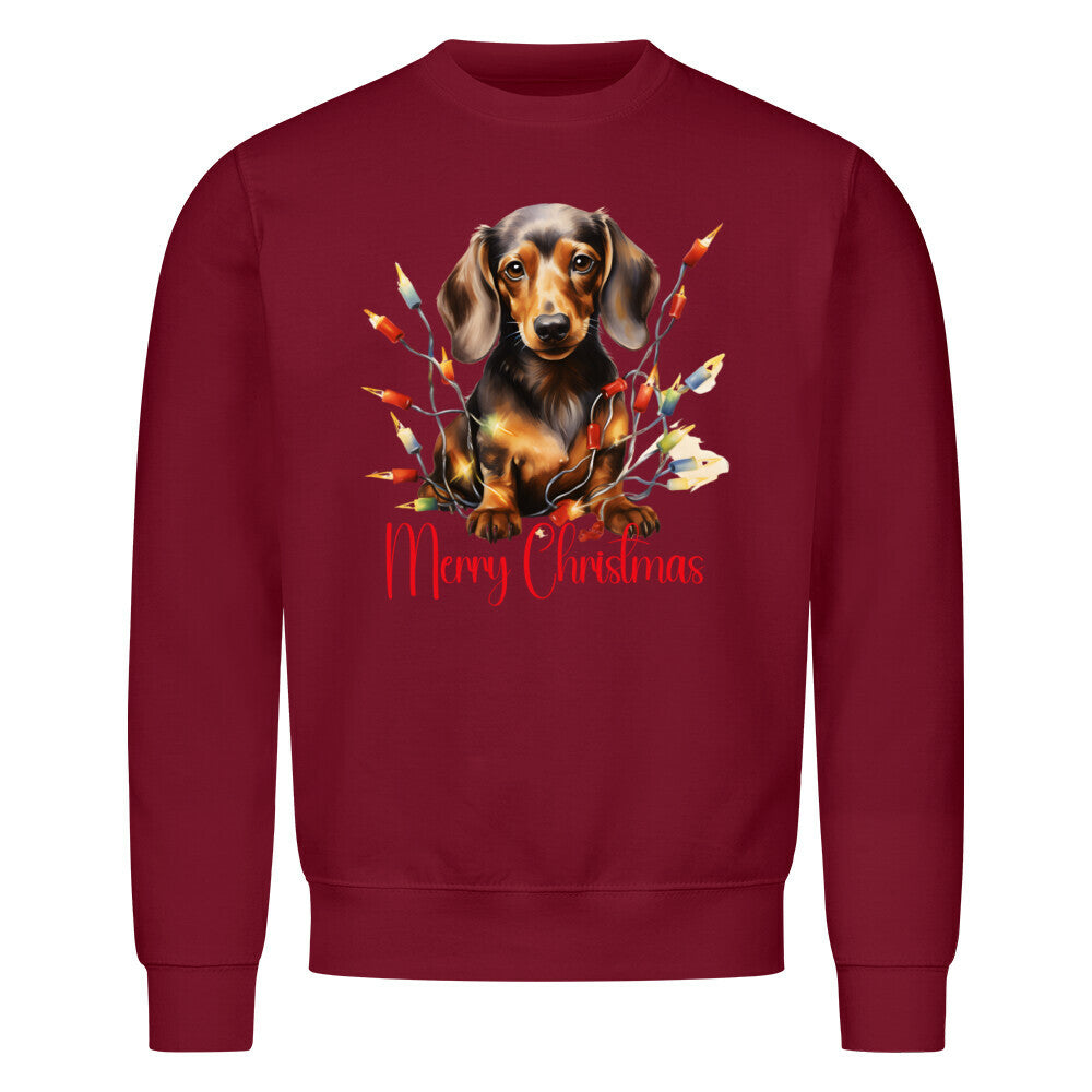 Premium Sweatshirt "Dackel - Merry Christmas" Burgunder – hunde-shirt.de