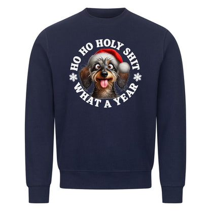 Premium Sweatshirt "Dackel ( Rauhaar ) - HO HO..." Navy Blue – hunde-shirt.de