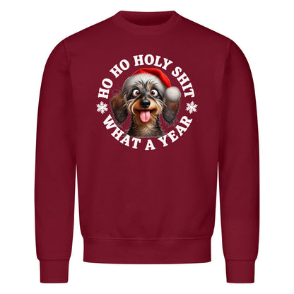 Premium Sweatshirt "Dackel ( Rauhaar ) - HO HO..." Burgunder – hunde-shirt.de