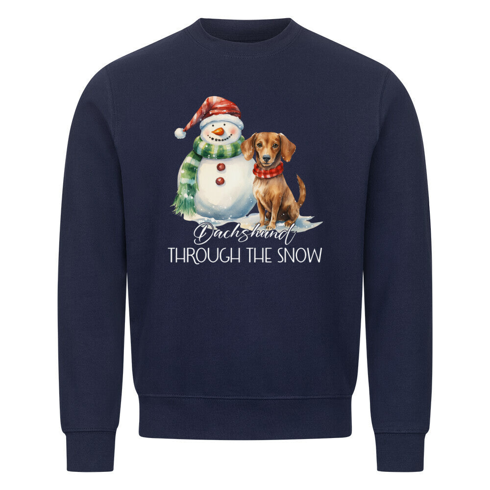 Premium Sweatshirt "Dackel - Through the snow" Navy Blue – hunde-shirt.de