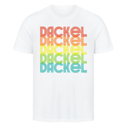 Premium T-Shirt "Dackel - RETRO" Weiß – hunde-shirt.de