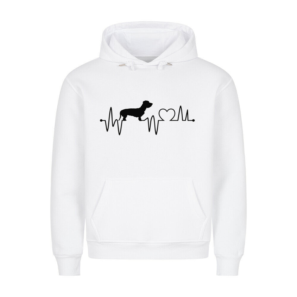 Premium Hoodie "Dackel ( Rauhaar ) - Heartbeat" Weiß – hunde-shirt.de