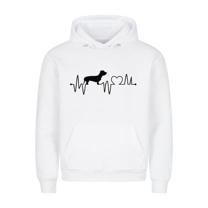 Premium Hoodie "Dackel ( Rauhaar ) - Heartbeat" Weiß – hunde-shirt.de