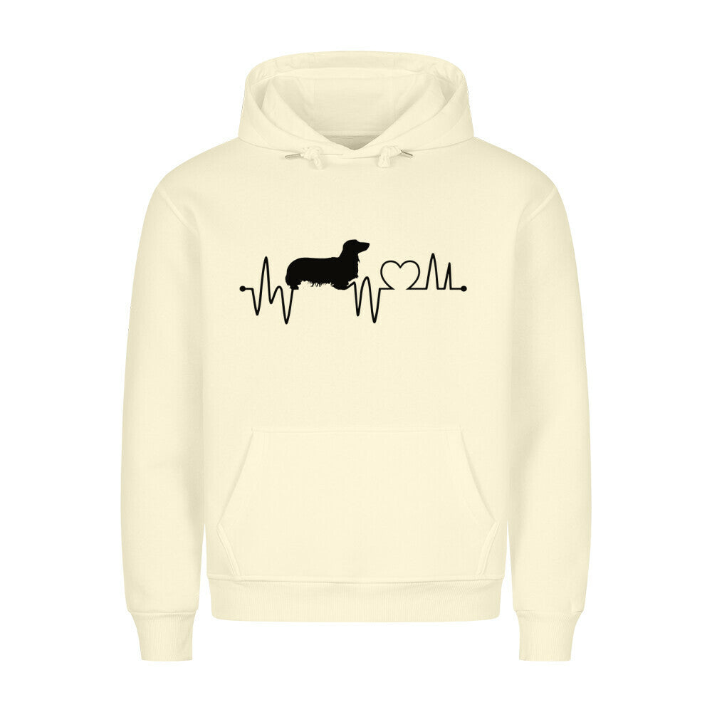 Premium Hoodie "Dackel ( Langhaar ) - Heartbeat" Beige – hunde-shirt.de