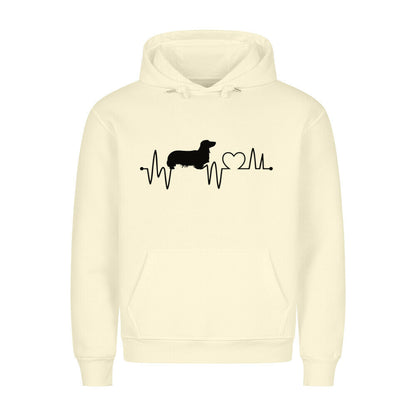 Premium Hoodie "Dackel ( Langhaar ) - Heartbeat" Beige – hunde-shirt.de
