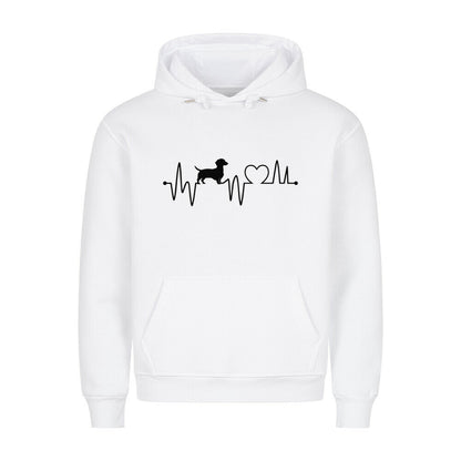 Premium Hoodie "Dackel - Heartbeat" Weiß – hunde-shirt.de