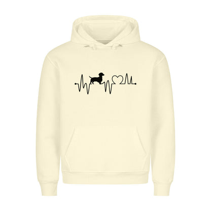 Premium Hoodie "Dackel - Heartbeat" Beige – hunde-shirt.de