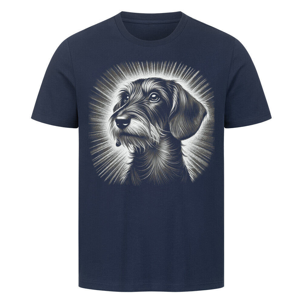 Premium T-Shirt "Dackel ( Rauhaar ) - Shine" French Navy – hunde-shirt.de
