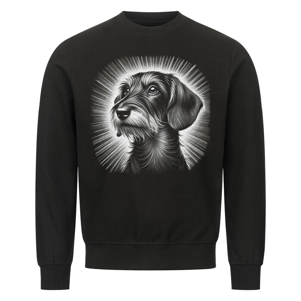 Premium Sweatshirt "Dackel ( Rauhhaar ) - Shine" Schwarz – hunde-shirt.de