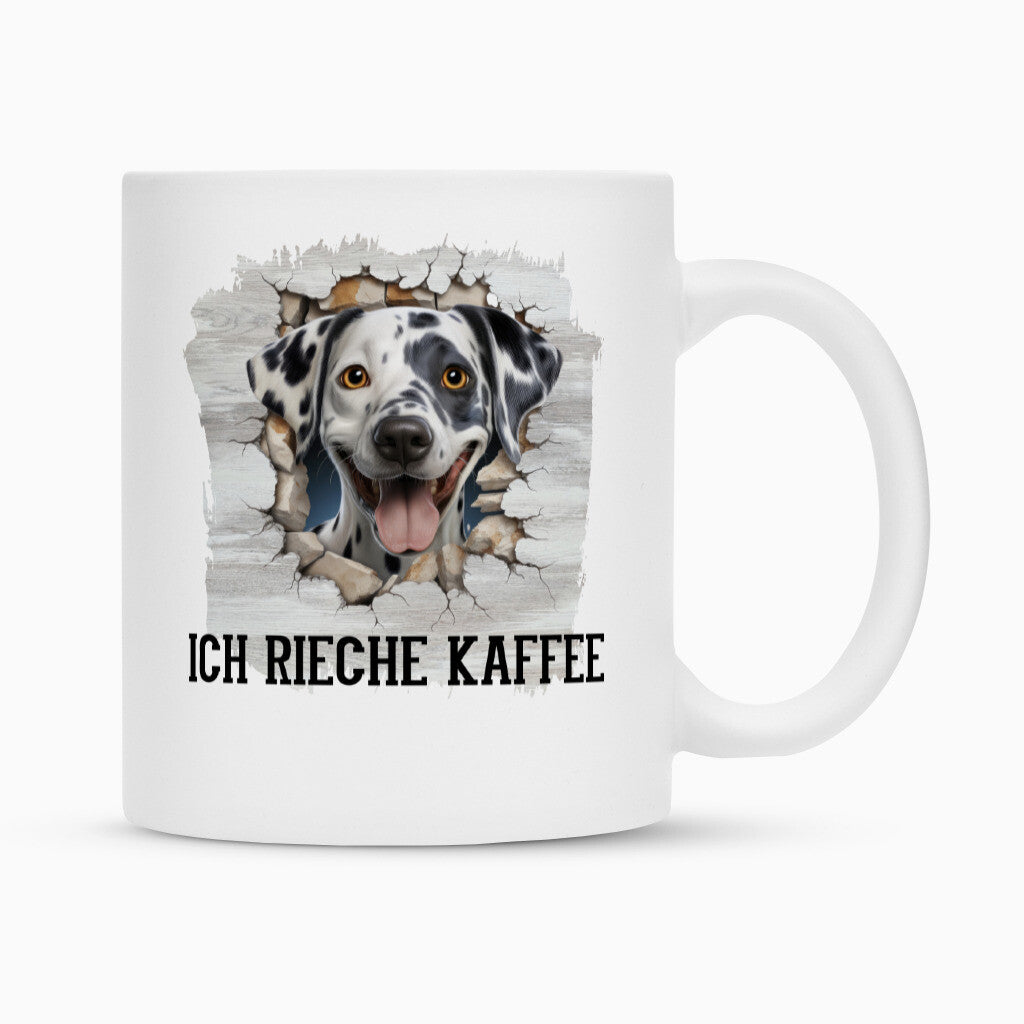 Tasse "Dalmatiner - Ich rieche..." Weiß – hunde-shirt.de