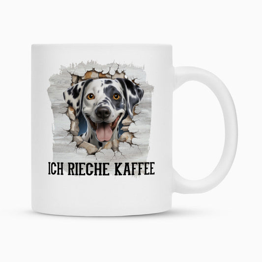 Tasse "Dalmatiner - Ich rieche..." Weiß – hunde-shirt.de