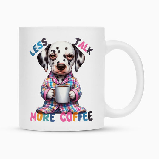 Tasse "Dalmatiner - Less talk..." Weiß – hunde-shirt.de