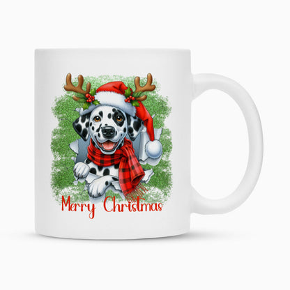 Tasse "Dalmatiner - Funny Christmas" Weiß – hunde-shirt.de