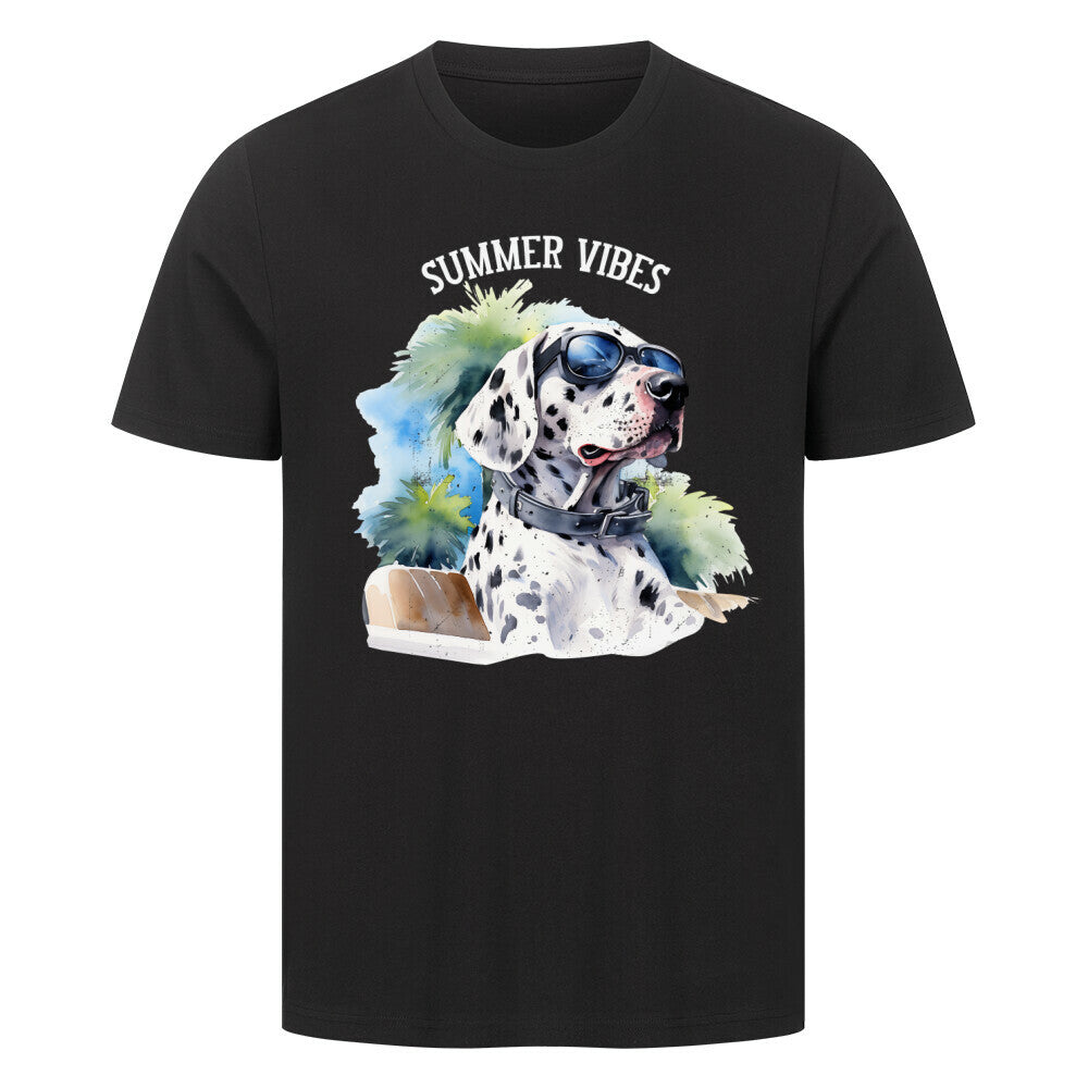 Premium T-Shirt "Dalmatiner - Summer Vibes" Schwarz – hunde-shirt.de