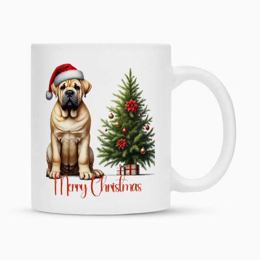 Tasse "Ca de Bou - Merry Christmas" Weiß – hunde-shirt.de