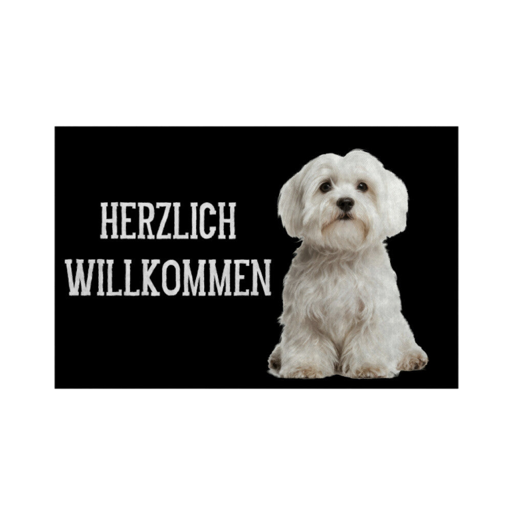 Fußmatte "Coton de Buléar - Herzlich Willkommen" Weiß – hunde-shirt.de