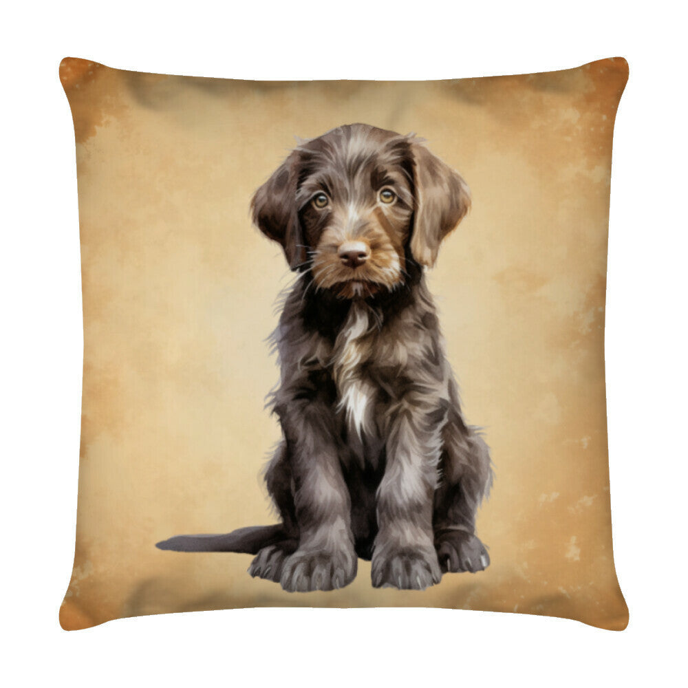 Kissen "Deutsch Drahthaar - Puppy" Weiß – hunde-shirt.de