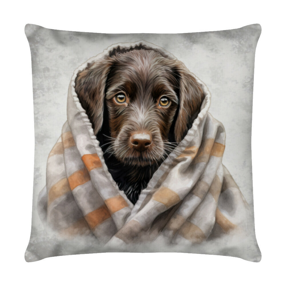 Kissen "Deutsch Drahthaar - Kuscheln" Weiß – hunde-shirt.de