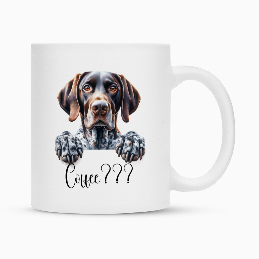 Tasse "Deutsch Kurzhaar - Coffee???" Weiß – hunde-shirt.de
