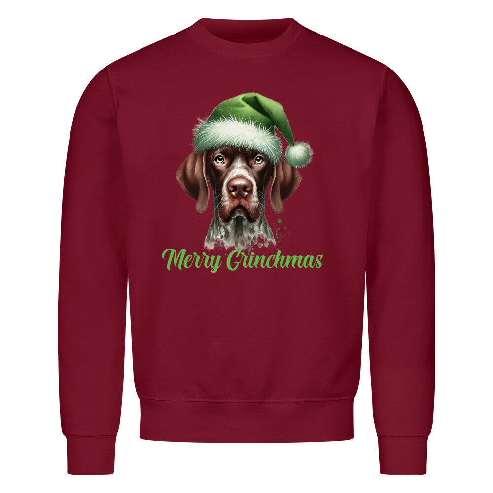 Premium Sweatshirt "Deutsch Kurzhaar - Merry Grinchmas" Burgunder – hunde-shirt.de