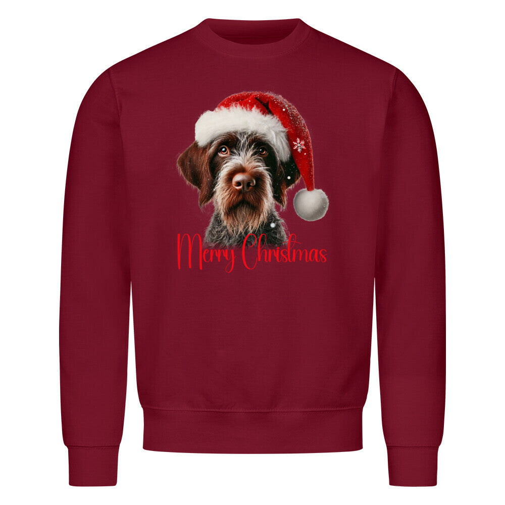 Premium Sweatshirt "Deutsch Drahthaar - Merry Christmas" Burgunder – hunde-shirt.de